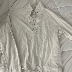 Frank and Eileen Patrick popover Henley Sz S White Long Sleeve Shirt